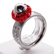 Change&Go! Steel Ring with fixed 181201 Light Siam Swarovski BeCharmed Bead