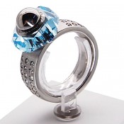 Change&Go! Steel Ring with fixed 5929 Aquamarine Swarovski BeCharmed Bead