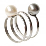 Ring SPIRAL Stainless Steel with pearls 8 mm