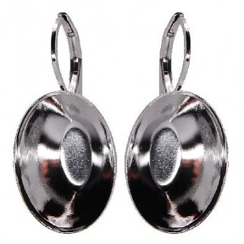 Earrings Leverback OVAL 18mm Rhodium