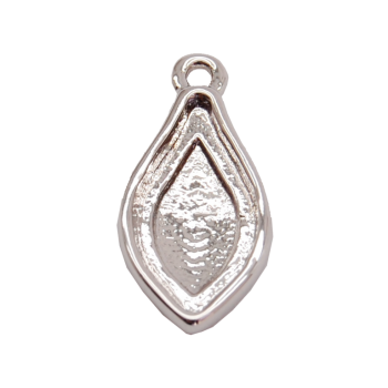 Pendant FLAME 10mm with loop Rhodium Plated