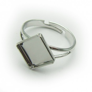 Ring CHESSBOARD  8mm diagonal Rhodium Plated