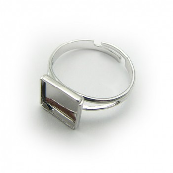 Ring CHESSBOARD  8mm Rhodium Plated straight