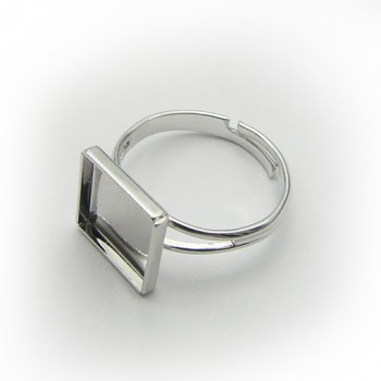 Ring CHESSBOARD 10mm Rhodium Plated straight