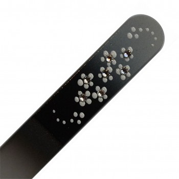 Nail File BLACK&WHITE 140mm motive 01 with Swarovski Crystals Hand Made