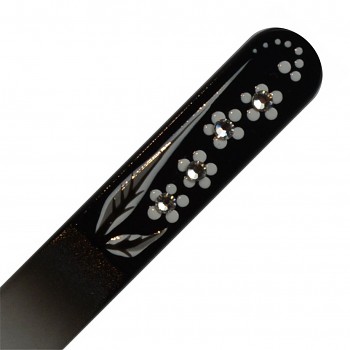 Nail File BLACK&WHITE 140mm motive 02 with Swarovski Crystals Hand Made