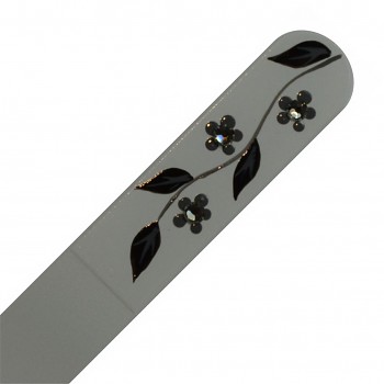 Nail File BLACK&WHITE 140mm motive 03 with Swarovski Crystals Hand Made