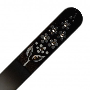 Nail File BLACK&WHITE 140mm motive 04 with Swarovski Crystals Hand Made