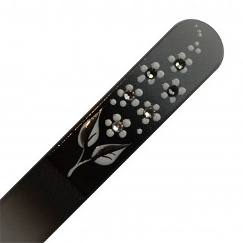 Nail File BLACK&WHITE 140mm motive 05 with Swarovski Crystals Hand Made