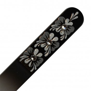 Nail File BLACK&WHITE 140mm motive 06 with Swarovski Crystals Hand Made