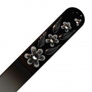 Nail File BLACK&WHITE 140mm motive 07 with Swarovski Crystals Hand Made