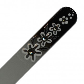 Nail File BLACK&WHITE 140mm motive 09 with Swarovski Crystals Hand Made