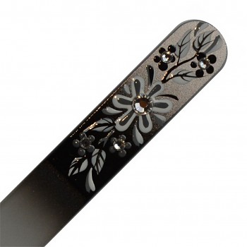 Nail File BLACK&WHITE 140mm motive 11 with Swarovski Crystals Hand Made