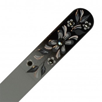 Nail File BLACK&WHITE 140mm motive 12 with Swarovski Crystals Hand Made