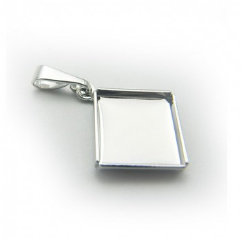 Pendant CHESSBOARD  8mm Rhodium Plated Diagonal