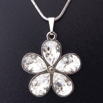 Pendant PEAR FLOWER 5x10mm Rhodium Plated (without stones & chain)