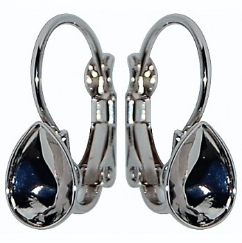 Leverback Earrings PEAR 8mm Rhodium