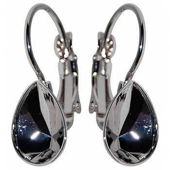 Leverback Earrings PEAR 10mm Rhodium