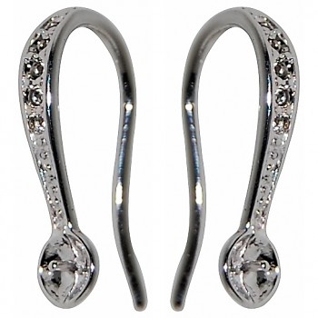 Náušnice háček PERLA 19mm OZDOBNÝ Rhodium pro perly 6-8mm