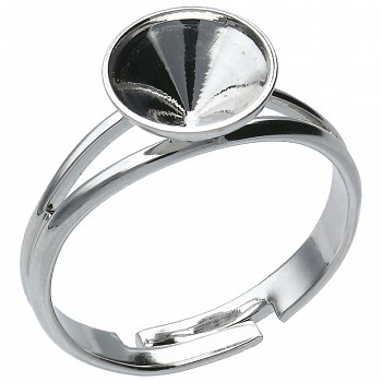 Ring CHATON/DENTELLE 8mm/ss39 with frame Rhodium Plated