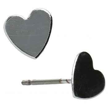 Earposts HEART 5mm Rhodium Plating