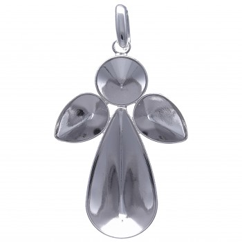 Pendant ANGEL TEARDROP L-down 35x22mm Rhodium