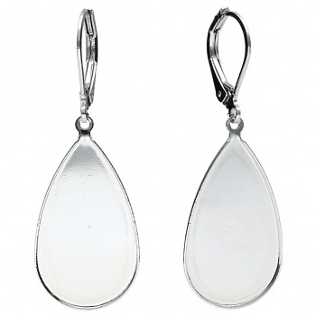 Leverback dangling KL ROCKS PEAR 24mm Rhodium Plated