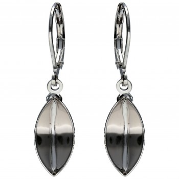 Leverback dangling NAVETTE 15x7mm Rhodium