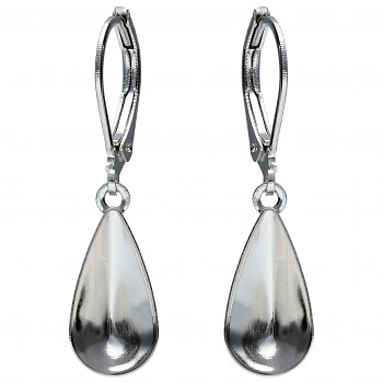 Leverback dangling TEARDROP 14x7mm Rhodium Plating