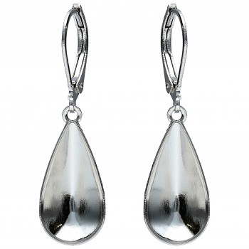 Leverback dangling TEARDROP 18x9mm Rhodium Plating