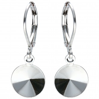 Leverback dangling Rivoli 10mm Rhodium Plated