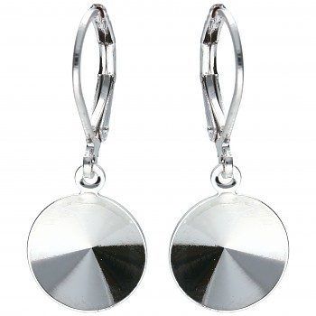 Leverback dangling Rivoli 12mm Rhodium Plated