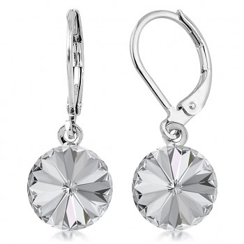 Earrings RIVOLI KLB 10mm CRYSTAL (size incl.hooks 27mm) Rhodium Plated