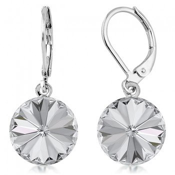 Earrings RIVOLI KLB 12mm CRYSTAL (size incl.hooks 28mm) Rhodium Plated