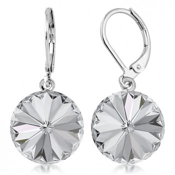 Earrings RIVOLI KLB 14mm CRYSTAL (size incl.hooks 30mm) Rhodium Plated