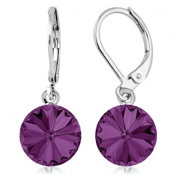 Earrings RIVOLI KLB 10mm AMETHYST (size incl.hooks 27mm) Rhodium Plated