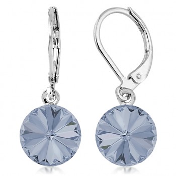 Earrings RIVOLI KLB 10mm CRYSTAL BLUE SHADE (size incl.hooks 27mm) Rhodium Plated