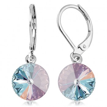 Earrings RIVOLI KLB 10mm CRYSTAL LAVENDER DELITE (size incl.hooks 27mm) Rhodium Plated