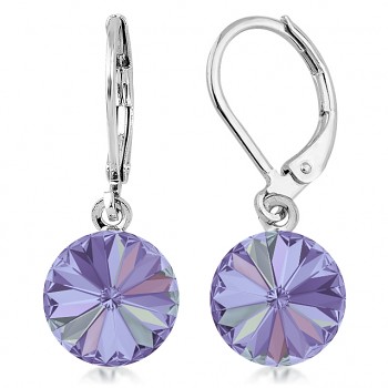 Earrings RIVOLI KLB 10mm CRYSTAL VL (size incl.hooks 27mm) Rhodium Plated