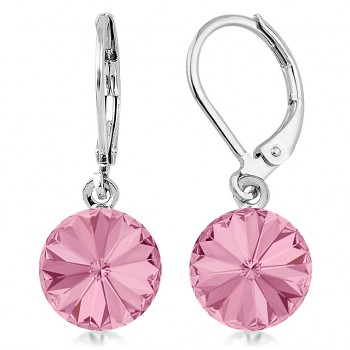 Earrings RIVOLI KLB 10mm LIGHT ROSE (size incl.hooks 27mm) Rhodium Plated