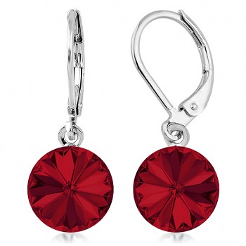 Earrings RIVOLI KLB 10mm LIGHT SIAM (size incl.hooks 27mm) Rhodium Plated