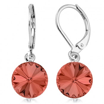 Earrings RIVOLI KLB 10mm PADPARADSCHA (size incl.hooks 27mm) Rhodium Plated