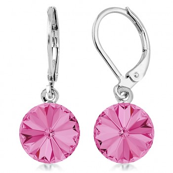 Earrings RIVOLI KLB 10mm ROSE (size incl.hooks 27mm) Rhodium Plated