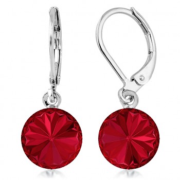 Earrings RIVOLI KLB 10mm SCARLET (size incl.hooks 27mm) Rhodium Plated