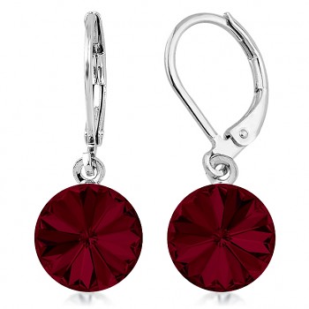 Earrings RIVOLI KLB 10mm SIAM (size incl.hooks 27mm) Rhodium Plated