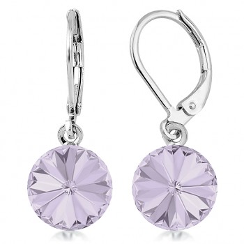 Earrings RIVOLI KLB 10mm SMOKY MAUVE (size incl.hooks 27mm) Rhodium Plated