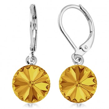 Earrings RIVOLI KLB 10mm SUNFLOWER (size incl.hooks 27mm) Rhodium Plated