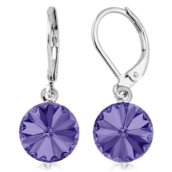 Earrings RIVOLI KLB 10mm TANZANITE (size incl.hooks 27mm) Rhodium Plated