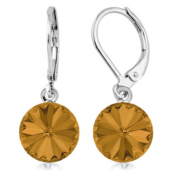 Earrings RIVOLI KLB 10mm TOPAZ (size incl.hooks 27mm) Rhodium Plated