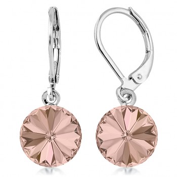 Earrings RIVOLI KLB 10mm VINTAGE ROSE (size incl.hooks 27mm) Rhodium Plated